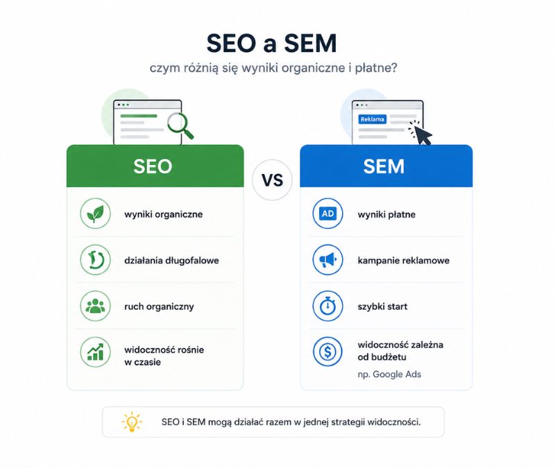 SEO a SEM — czym różnią się wyniki organiczne i płatne w wyszukiwarce Google